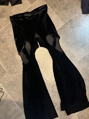BlackMilk Black Velvet Cutout Flares